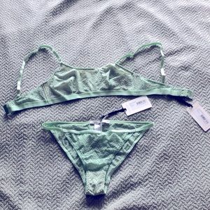 Eco friendly Sheer Mint Green Bikini Bandeau Set